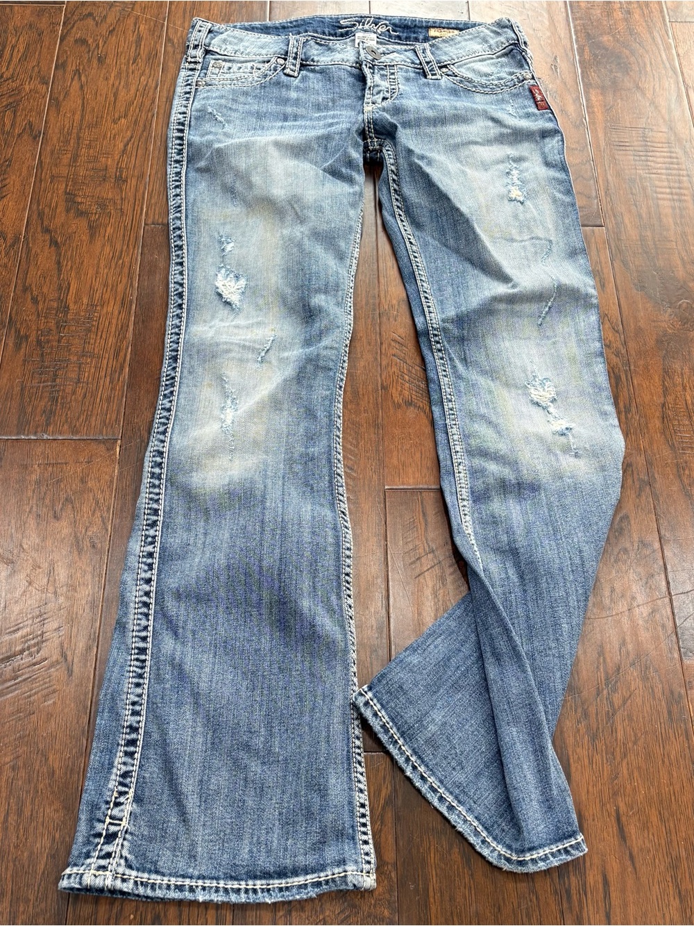 Silver Frances Distressed Flare Jeans Sz 27/31